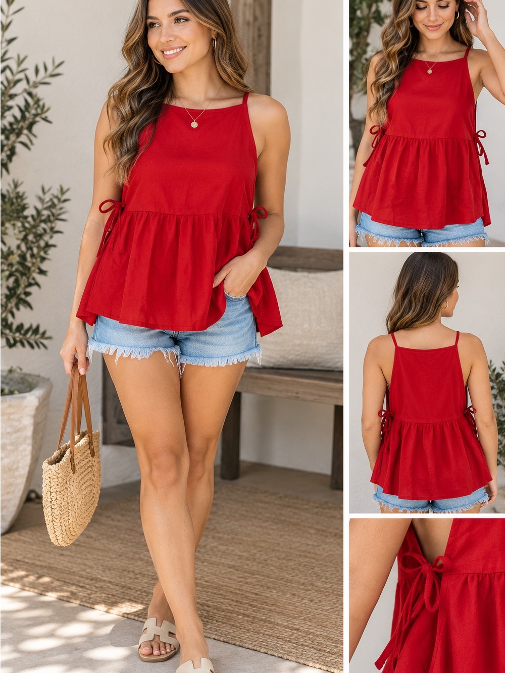 ✨ NWT Velvet Moon Red Babydoll Halter Tank Top ✨